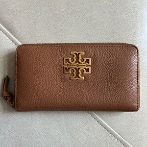 Tory Burch Tan Leather Zip Wallet